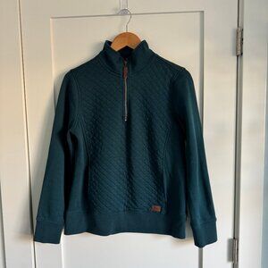 LL Bean Quilted Quarter-Zip Teal Sweatshirt Size SP